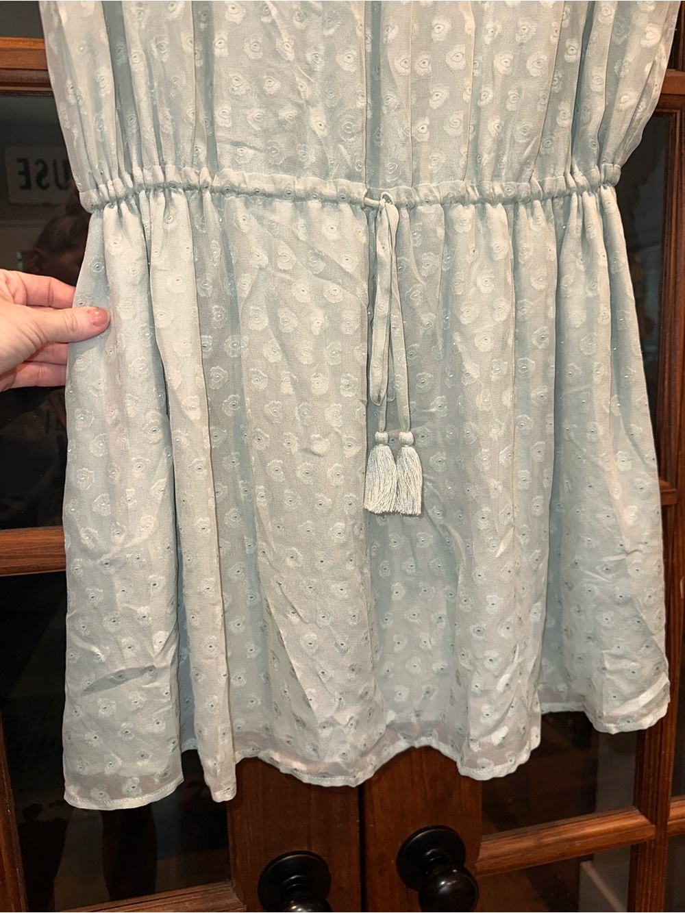 Tory Burch NWT Silk Size Large Mint Green Elastic Waist Dress - Picture 5 of 13